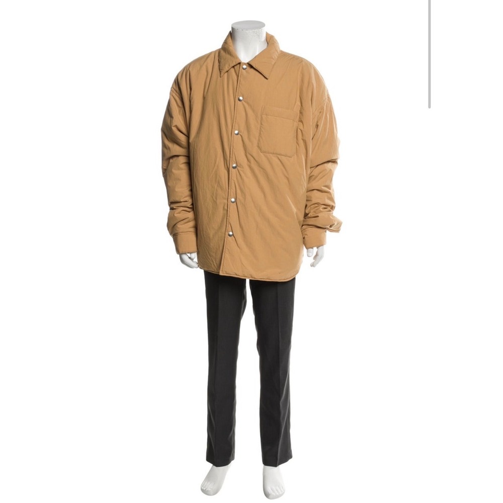 John Elliott Mens Mustard Tan Quilted Oversized Shirt Jacket Shacket Size 4